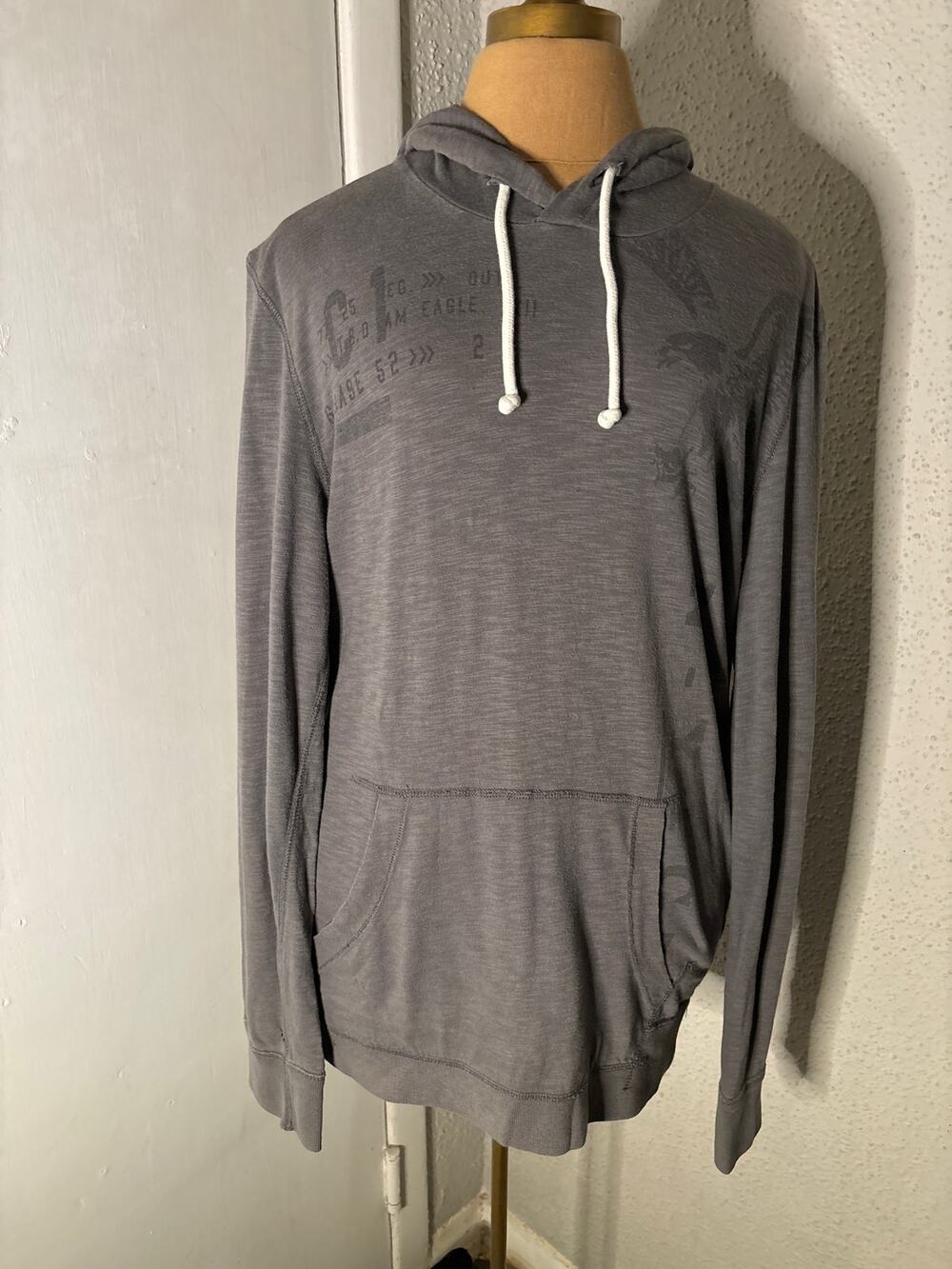 American Eagle Outfitters Gray Men's Hoodie M Casual Streetwear Minimalist